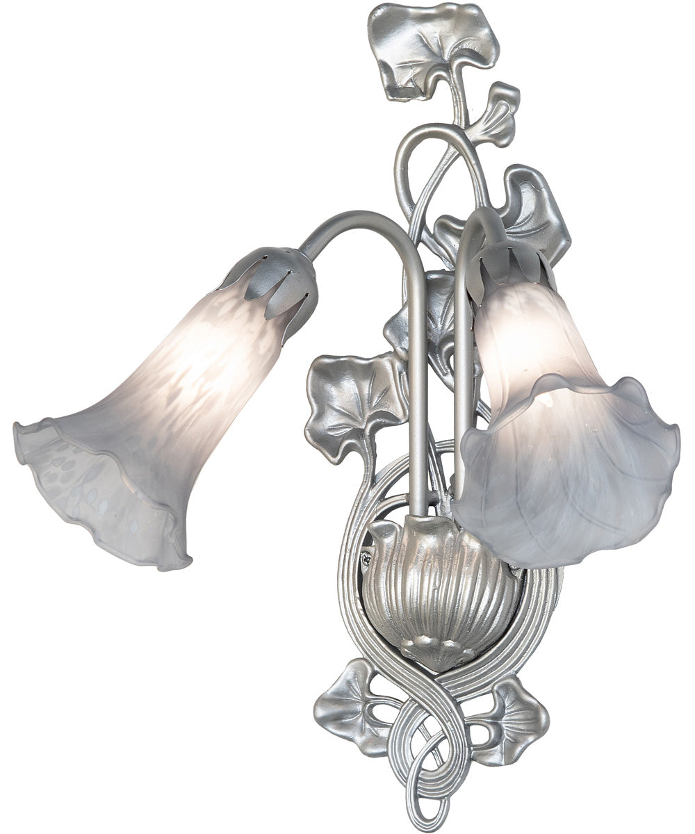 14" Wide Gray Tiffany Pond Lily 2 Light Wall Sconce
