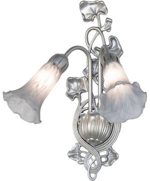 14" Wide Gray Tiffany Pond Lily 2 Light Wall Sconce