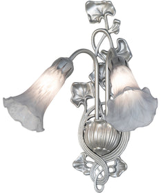 14" Wide Gray Tiffany Pond Lily 2 Light Wall Sconce