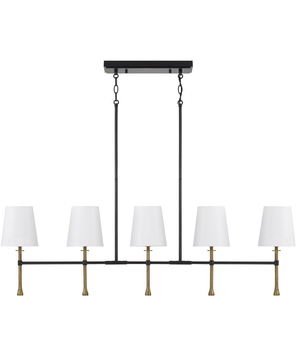 Hollis 5 -Light-Linear Chandelier Matte Black with Hammered Gold