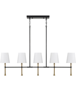 Hollis 5 -Light-Linear Chandelier Matte Black with Hammered Gold