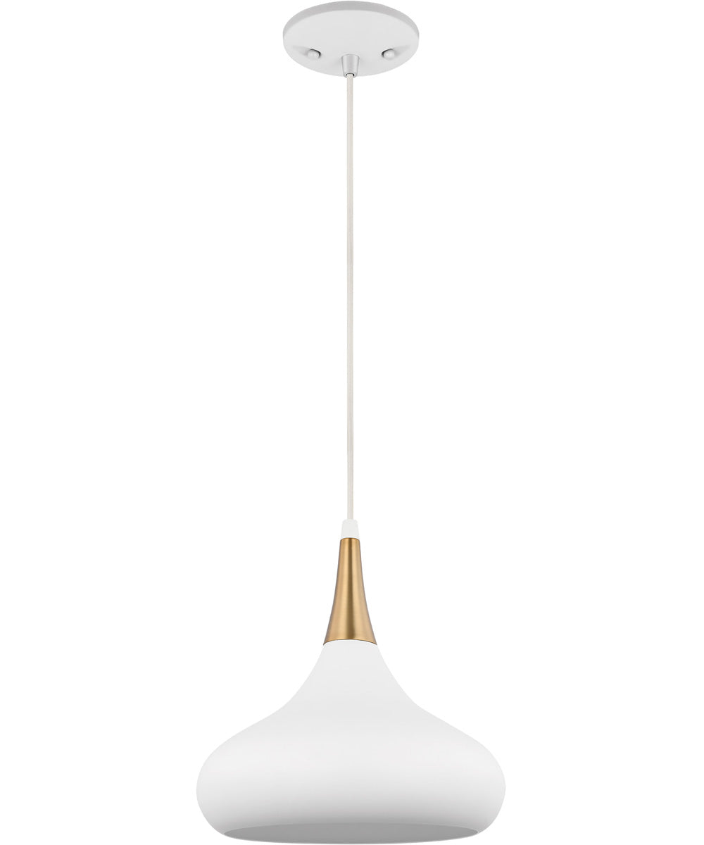 Phoenix 1-Light Pendant Matte White / Burnished Brass