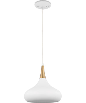 Phoenix 1-Light Pendant Matte White / Burnished Brass