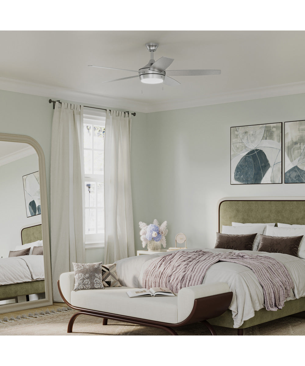 Nolyn V 52 in. 5-Blade Modern LED Ceiling Fan Brushed Nickel