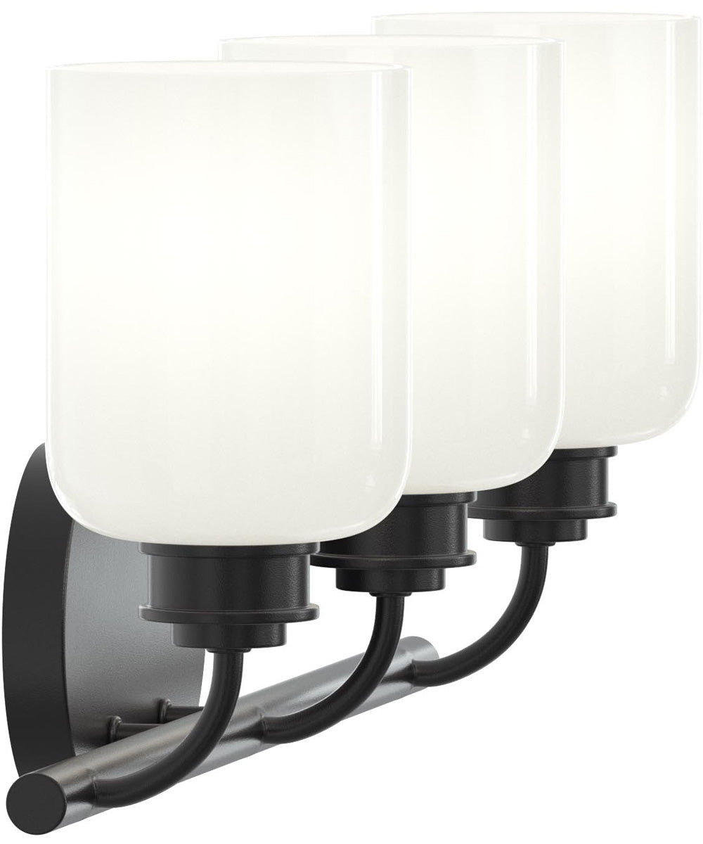 Reines 3-Light Bath Vanity with Opal Glass Shades Matte Black