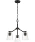 Vertex 3-Light Clear Glass Convertible Chandelier Matte Black