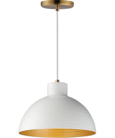 Rockport 12 inch 1-Light Pendant White/Natural Aged Brass