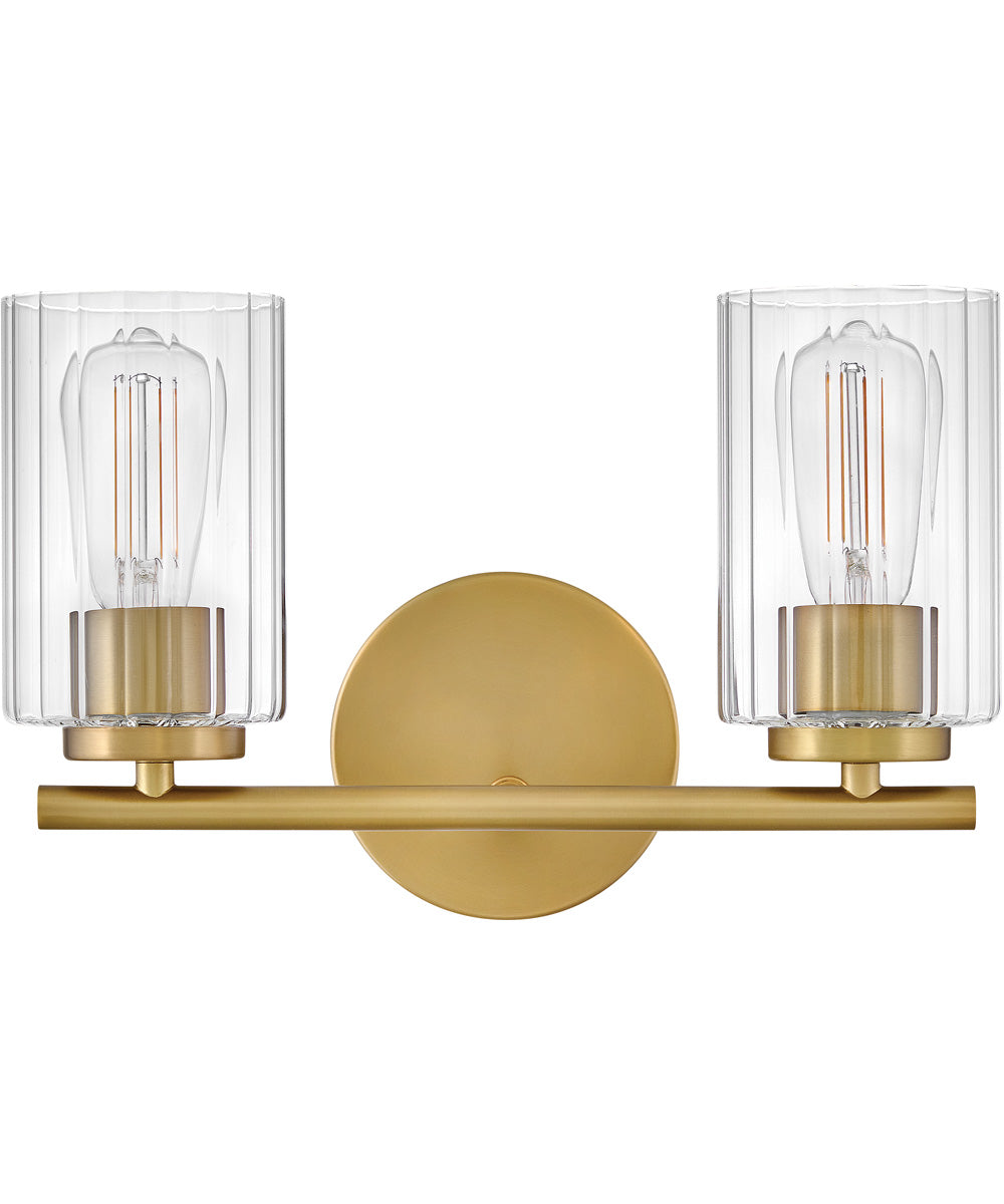 Leta 2-Light Small Two Light Vanity in Lacquered Brass