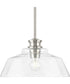 Singleton 1-Light 14" Farmhouse Medium Pendant Light with Clear Glass Shade Brushed Nickel