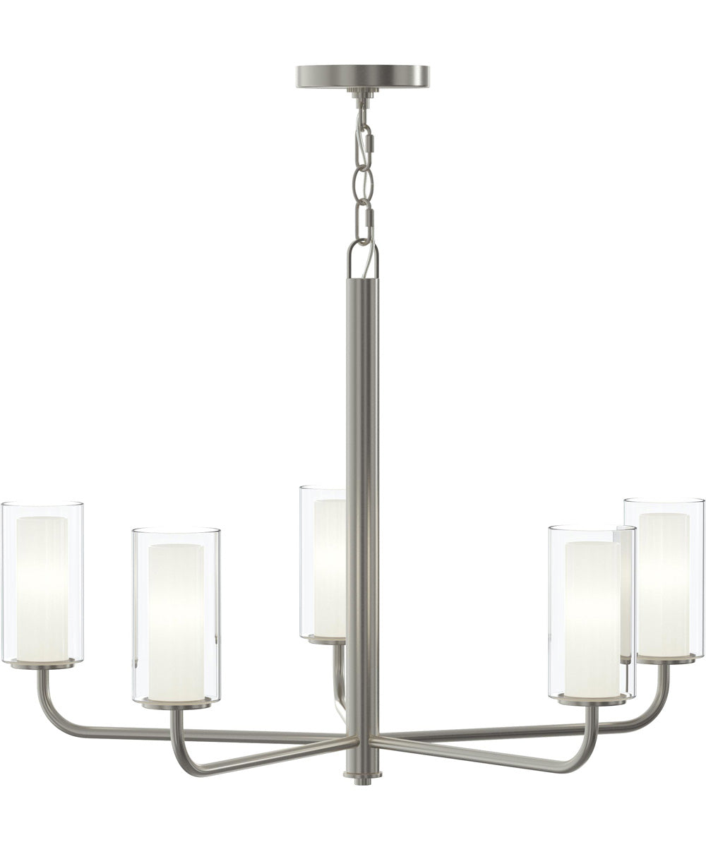 Mack 5-Light Chandelier with Layered Glass Shades Brushed Nickel
