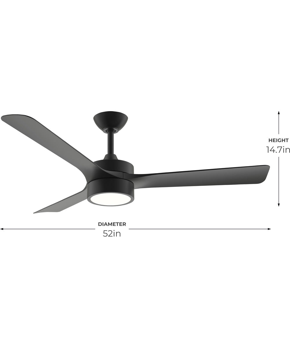 Axion II 52 in. 3-Blade Modern LED Ceiling Fan Matte Black