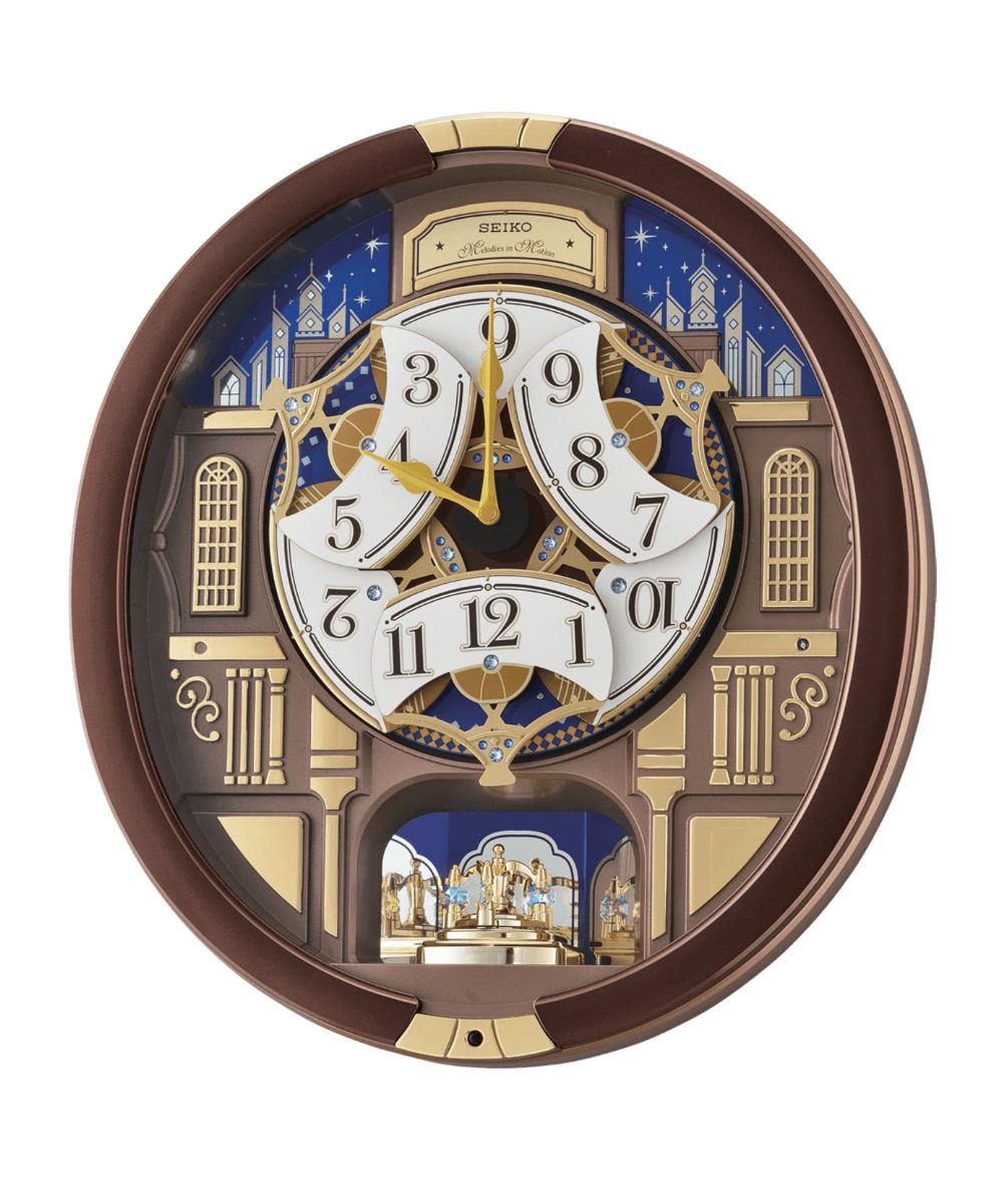 16"H Melodies in Motion Clock  with Rotating Pendulum and 18 Hi-Fi Melodies
