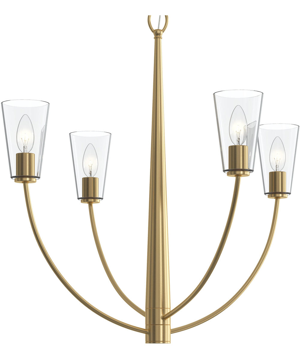 Jheni 4-Light Chandelier with Clear Glass Shades Brushed Gold