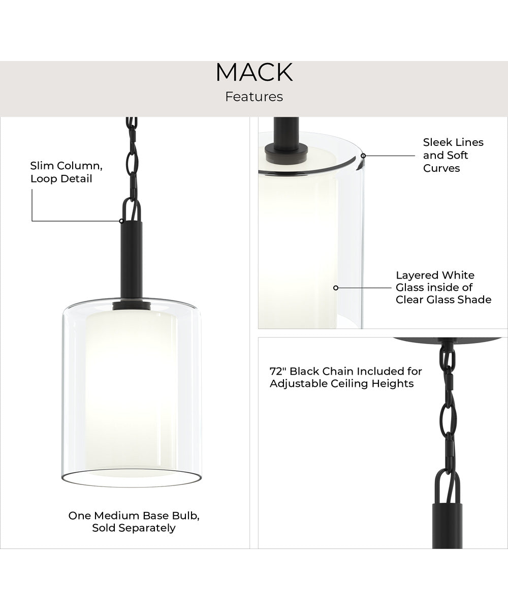 Mack 1-Light Pendant with Layered Glass Shade Matte Black