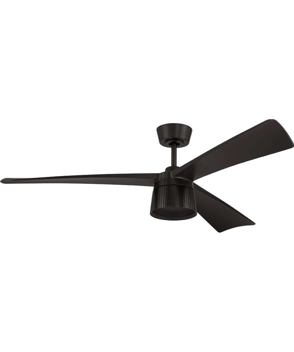 Canto 52" 3-Blade Indoor/Outdoor Rated Damp Ceiling Fan 1-Light Fan Flat Black