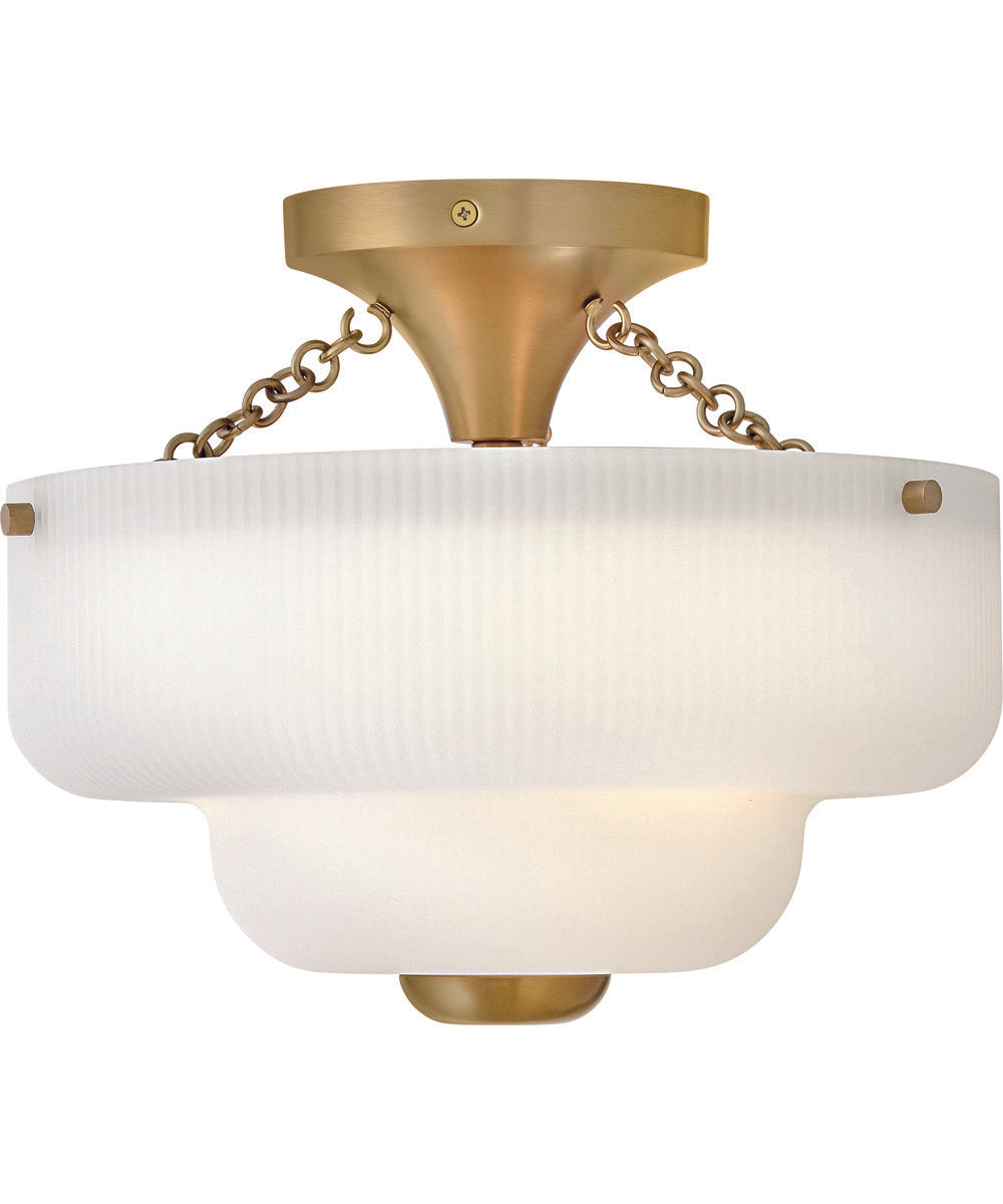 Adella 3-Light Small Semi-Flush Mount in Lacquered Brass