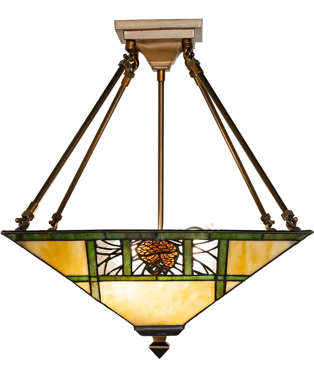 17" Square Pinecone Ridge Semi-Flush Mount