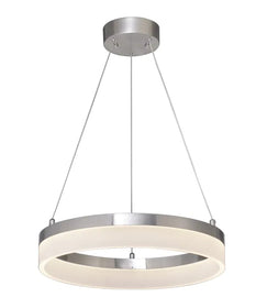 Edge-Lit 16"W 1-Light Round LED Ribbon Chandelier Light Fixture Brushed Nickel Finish