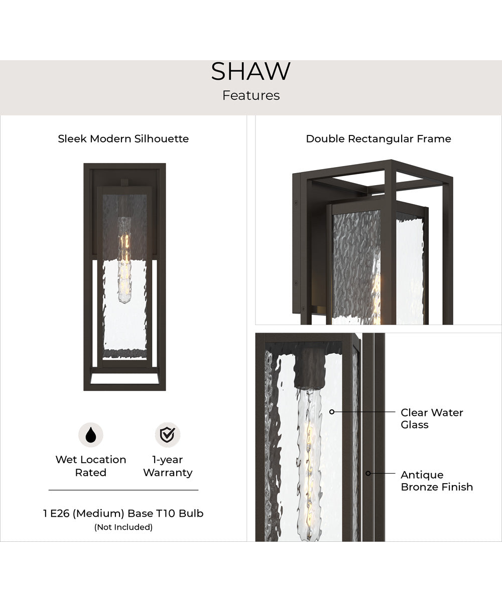 Shaw 19.5 inch 1 Light Outdoor Wall Light with Clear Glass Antique Bronze