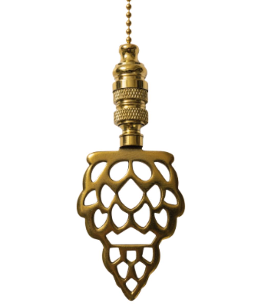 Polished Brass Pineapple Ceiling Fan Pull, 3"h with 12" Polished Brass Chain