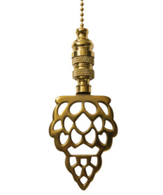 Polished Brass Pineapple Ceiling Fan Pull, 3"h with 12" Polished Brass Chain