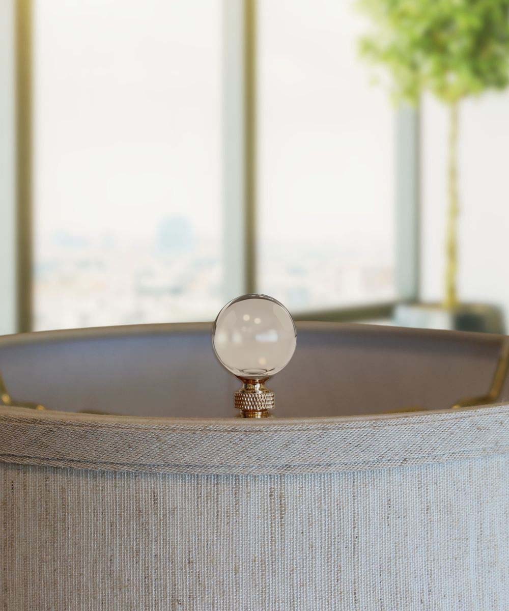 Smooth Ball Lamp Finial Crystal Amber Glass, 30mm