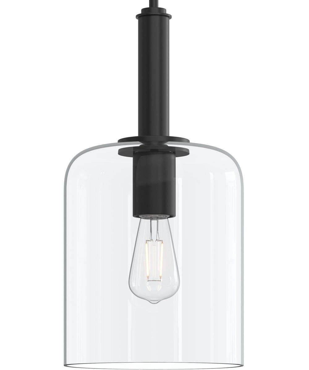 Reines 1-Light Pendant with Clear Glass Shade Matte Black