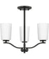 Adley 3-Light Etched White Glass Semi-Flush Convertible Light Matte Black