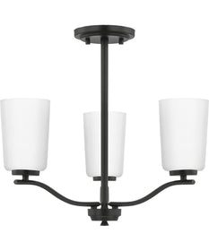 Adley 3-Light Etched White Glass Semi-Flush Convertible Light Matte Black