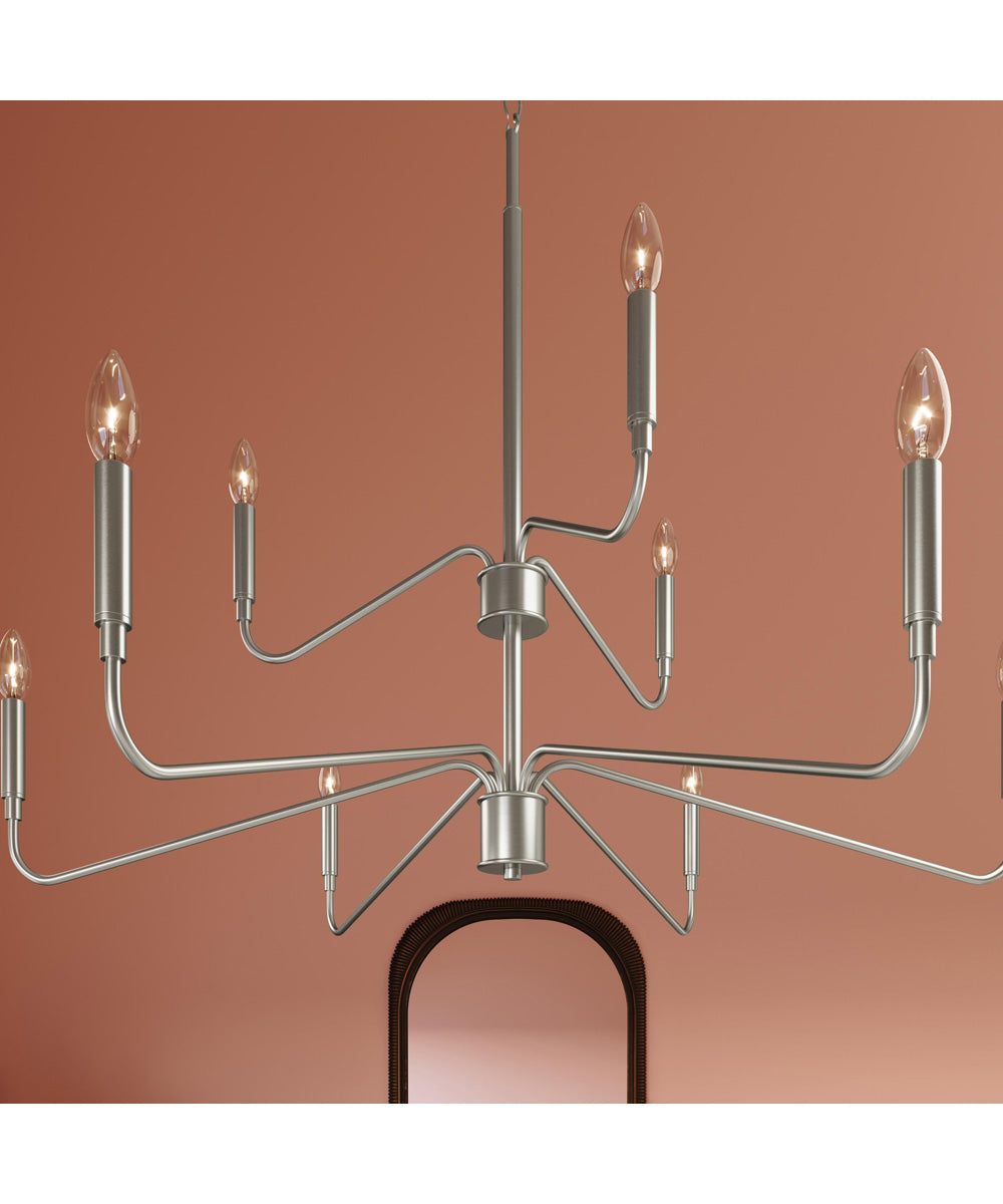 Pilar Two-Tier 9-Light Chandelier Brushed Nickel