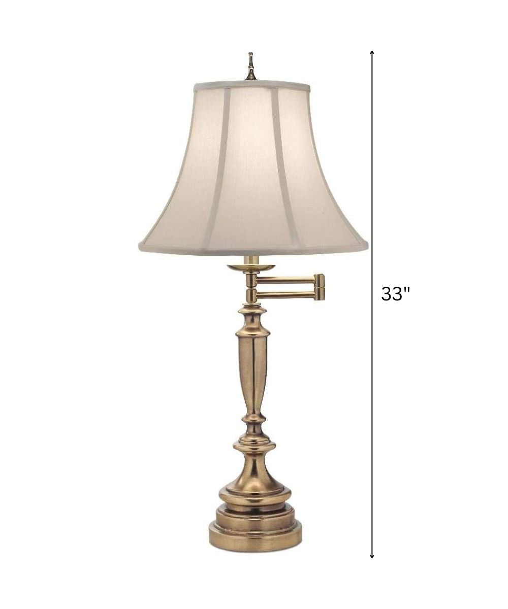 33"H Antique Brass Signature by Stiffel Swivel Table Lamp, 3-Way