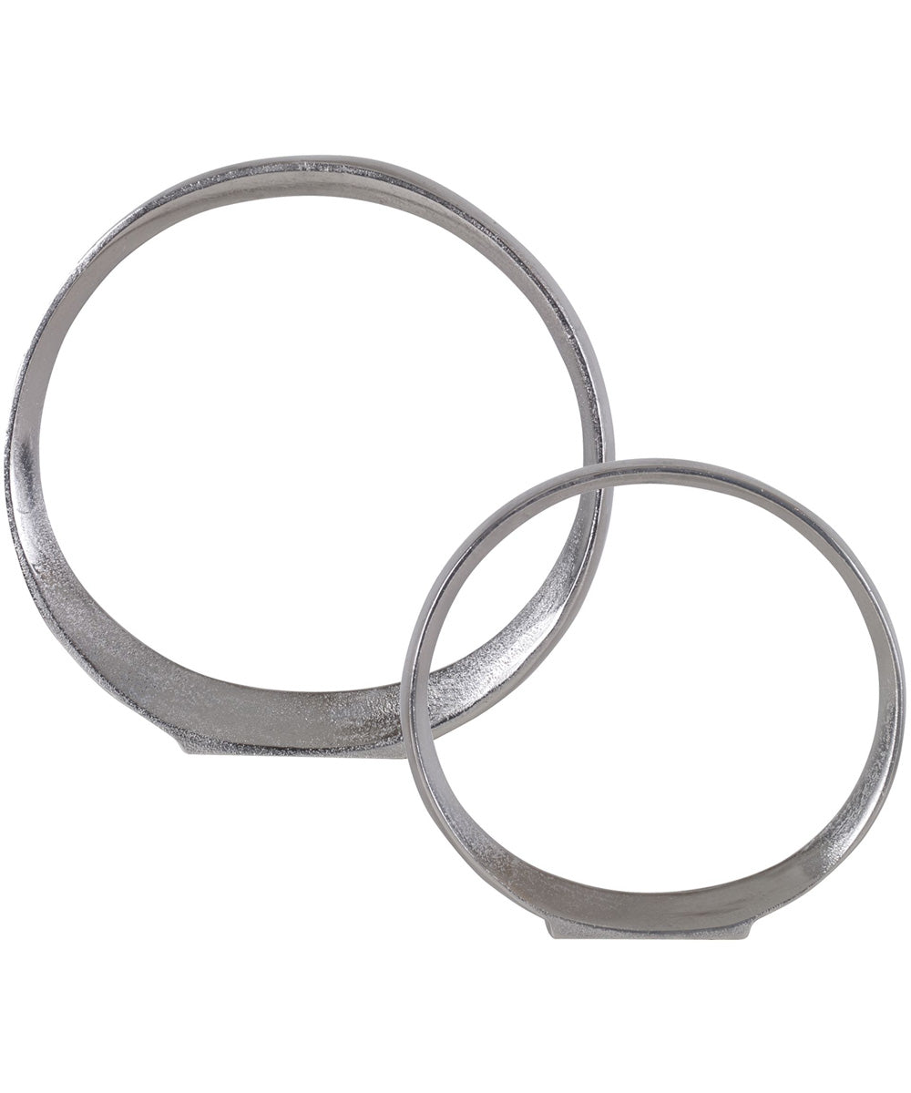 Orbits Nickel Ring Sculptures, Set of 2
