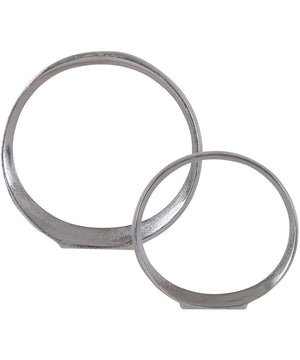 Orbits Nickel Ring Sculptures, Set of 2