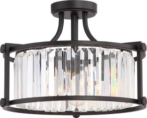 18"W Krys 3-Light Close-to-Ceiling Aged Bronze