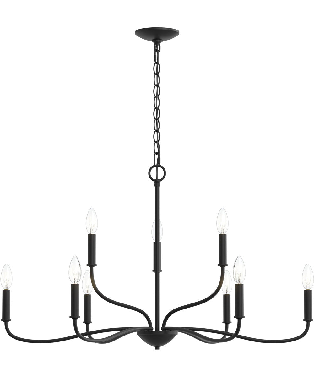 Ilia 9-Light Two-Tier Chandelier Matte Black