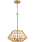 Laila 16 in. 3-Light Semi-Flush Convertible with Woven Jute Accents Vintage Brass