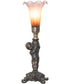 12" High Amber/Purple Tiffany Pond Lily Cherub Mini Lamp