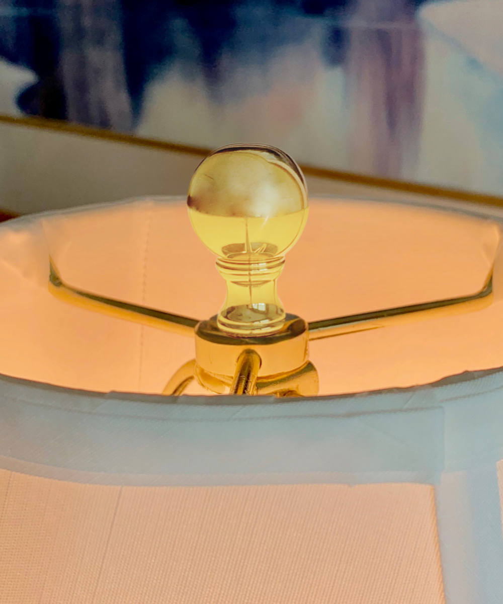 Polished Brass Sphere Lamp Finial with Polished Brass Base 1.5"h