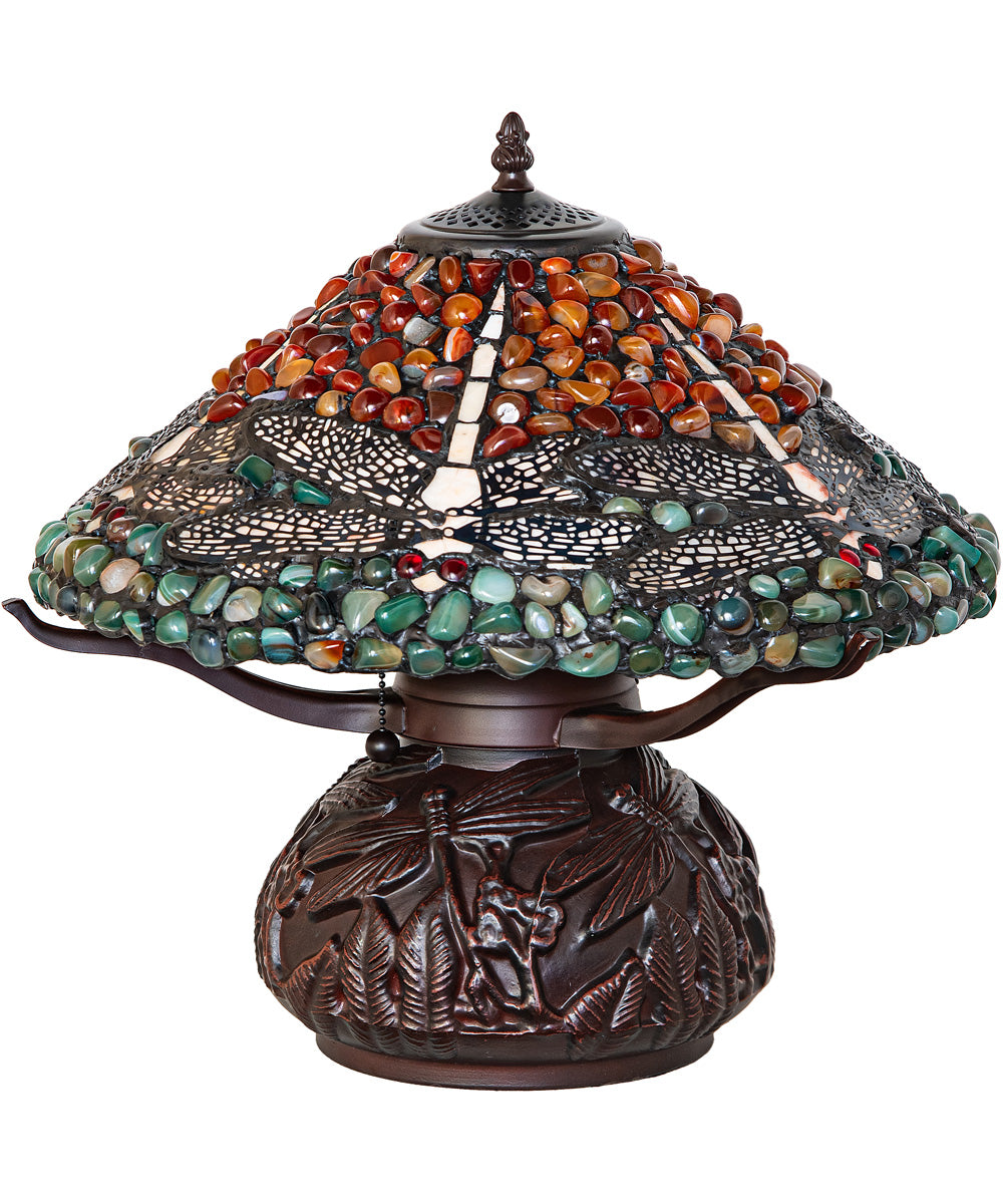 17" High Dragonfly Polished Agata Table Lamp