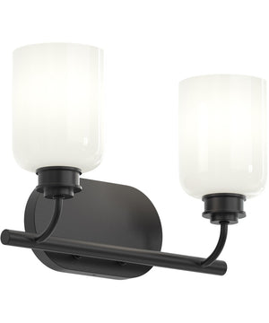 Reines 2-Light Bath Vanity with Opal Glass Shades Matte Black