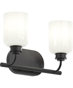 Reines 2-Light Bath Vanity with Opal Glass Shades Matte Black