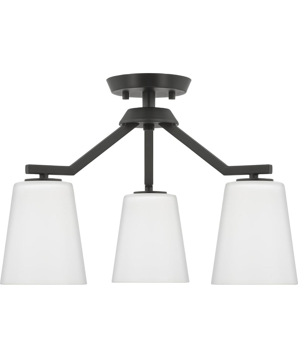 Vertex 3-Light Etched White Convertible Chandelier Matte Black