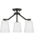 Vertex 3-Light Etched White Convertible Chandelier Matte Black