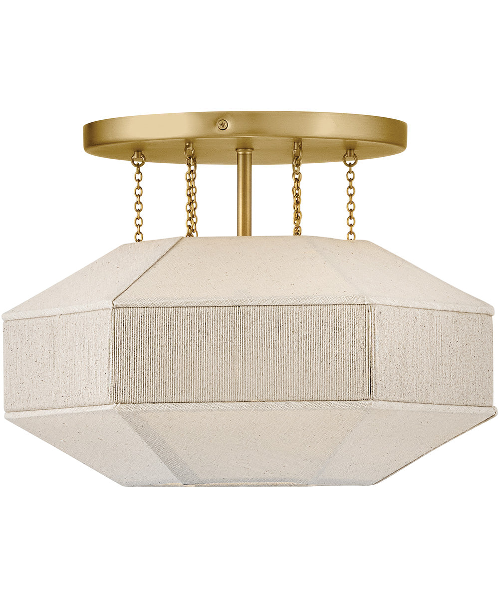 Lyla 1-Light Medium Semi-Flush Mount in Lacquered Brass