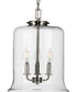 Winslett 3-Light Clear Seeded Glass Coastal Pendant Light Brushed Nickel