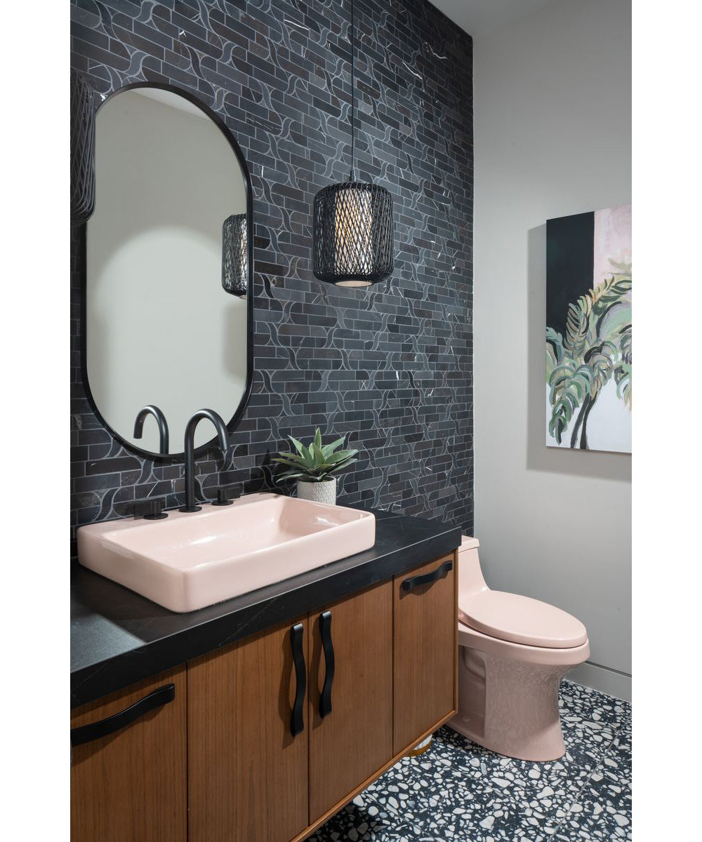 Cordova 1-Light Mini-Pendant Black Rattan