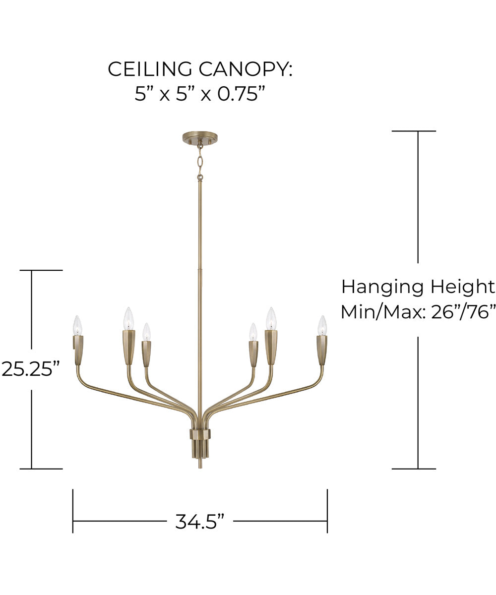 Palmer 6-Light Chandelier Antiqued Brass