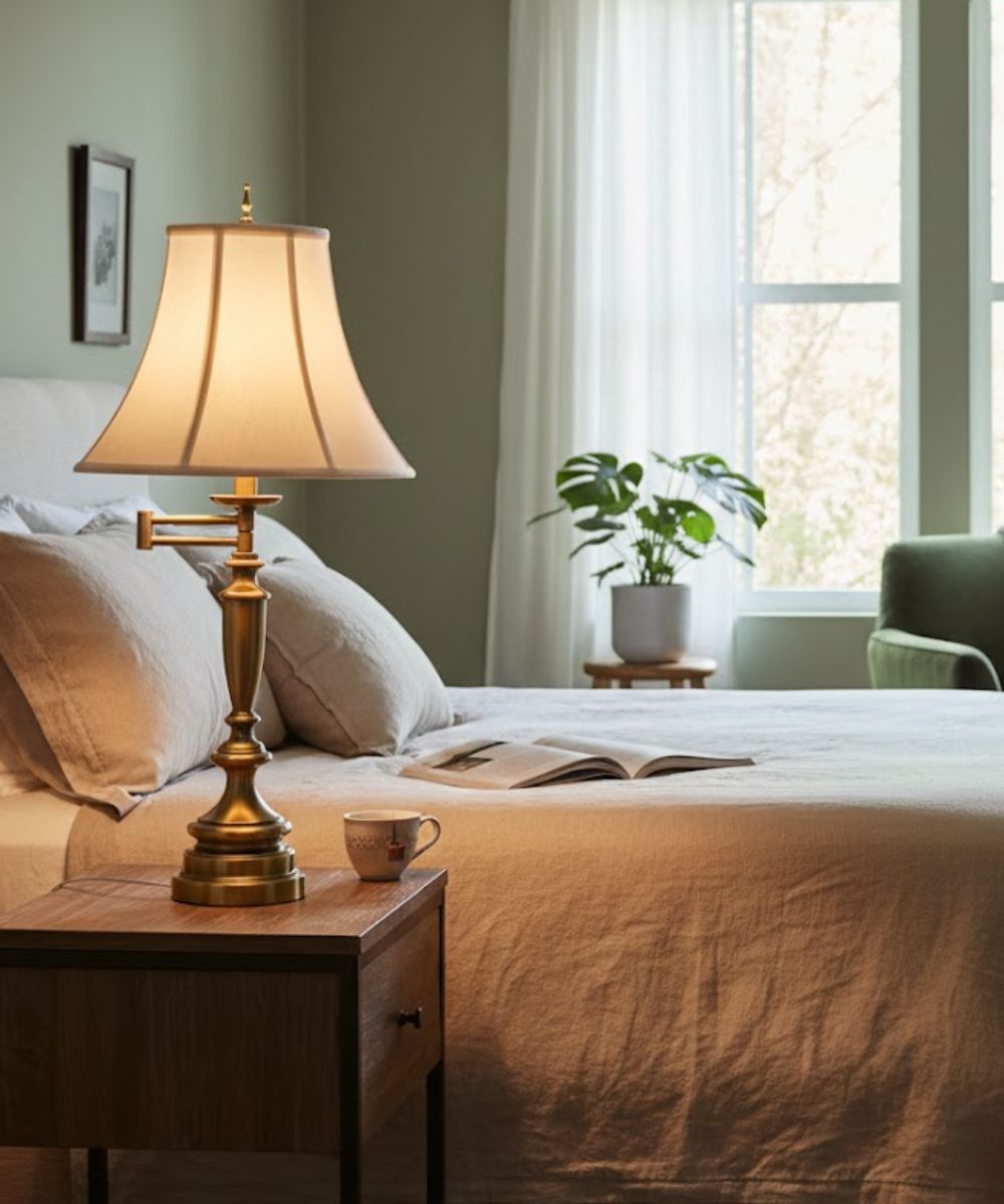 33"H Antique Brass Signature by Stiffel Swivel Table Lamp, 3-Way