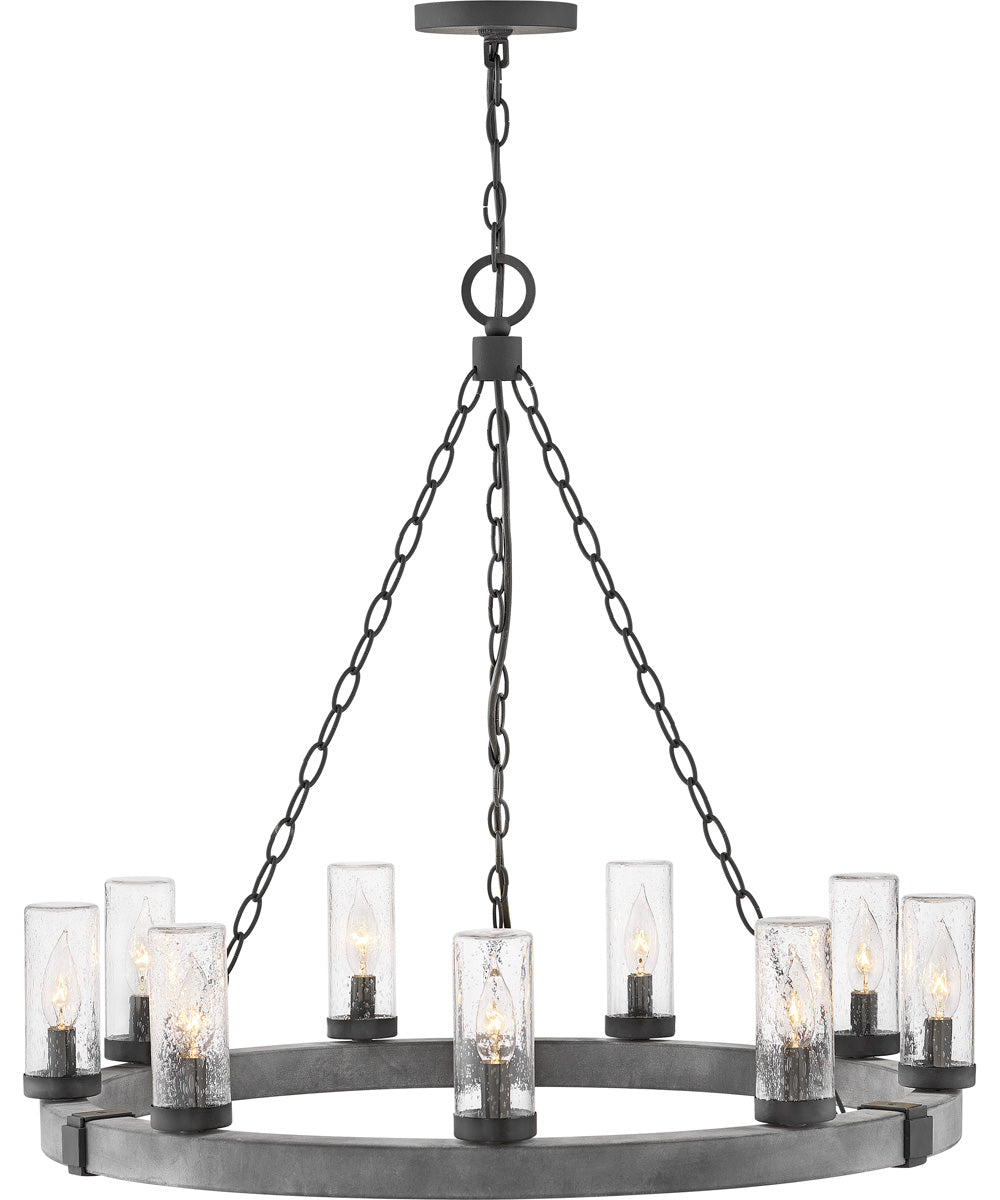 Hinkley Sawyer 9-Light Large Single Tier in Aged Zinc