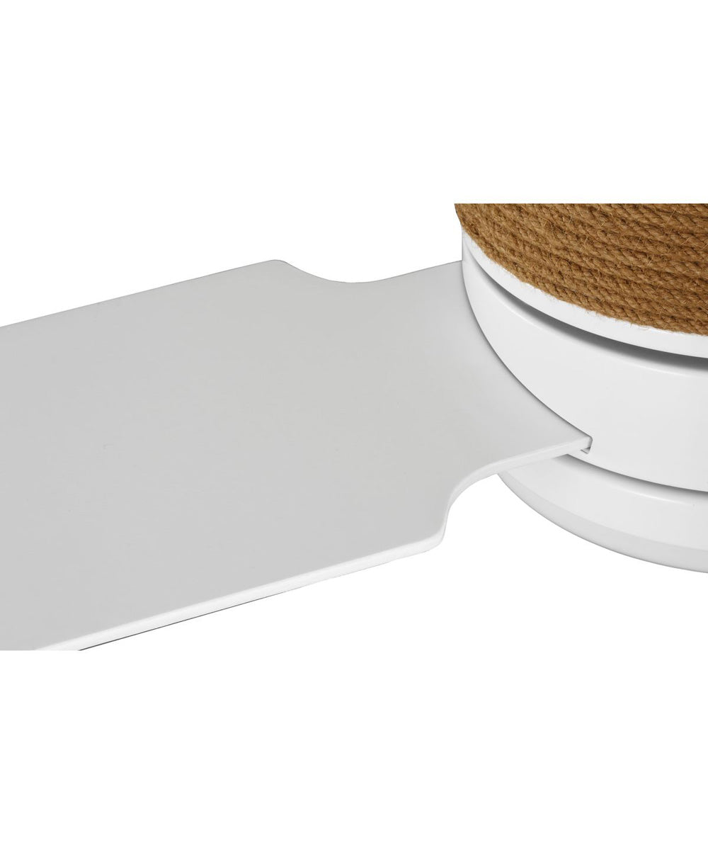 Shaffer II 56 in. 4-Blade Ceiling Fan with Integrated LED Lamped Light Natural Jute Accents Satin White